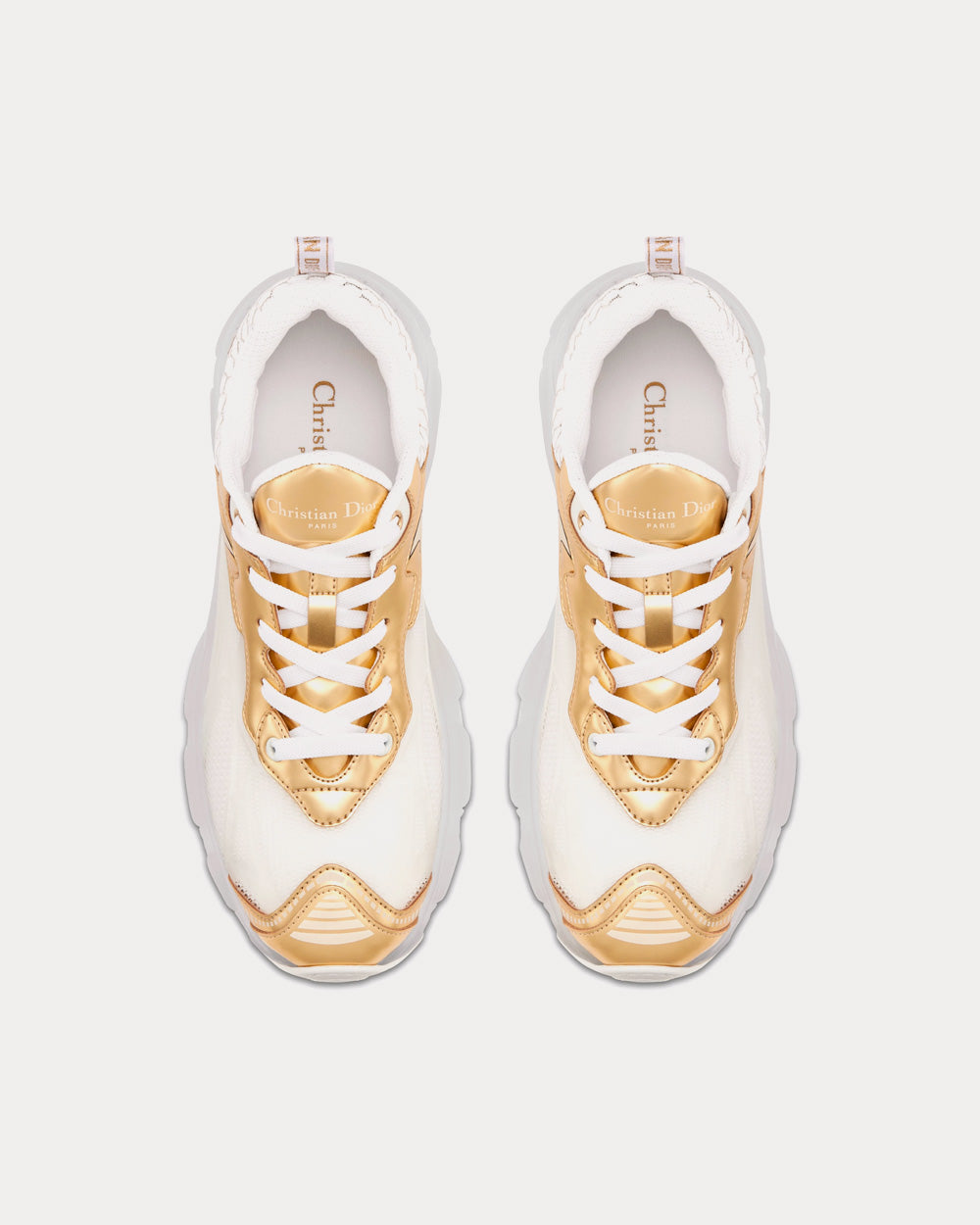 Dior Vibe White Mesh and Gold-Tone Leather Low Top Sneakers - 2