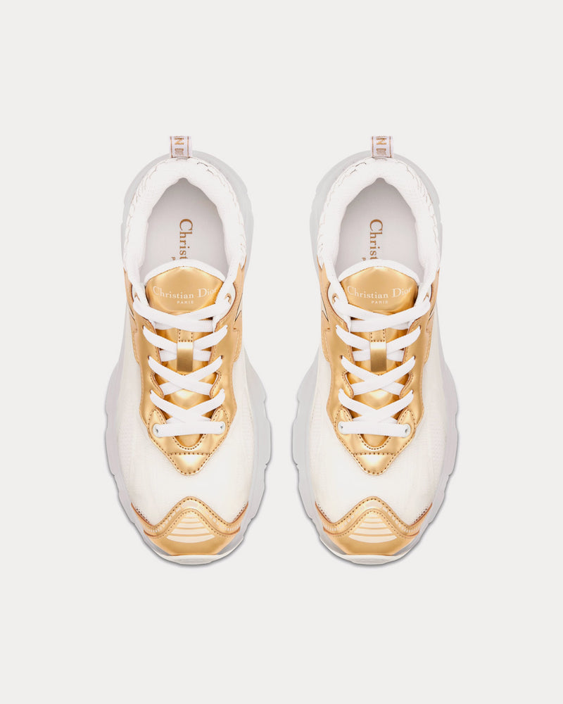 Dior Vibe White Mesh and Gold-Tone Leather Low Top Sneakers - 2