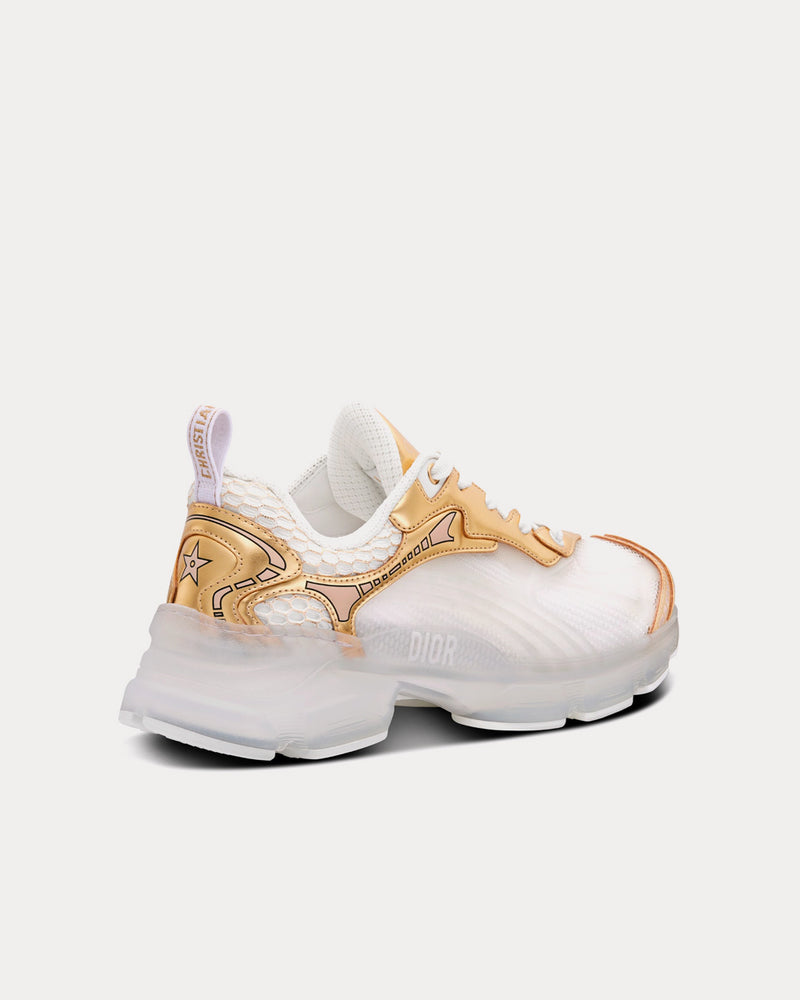 Dior Vibe White Mesh and Gold-Tone Leather Low Top Sneakers - 4