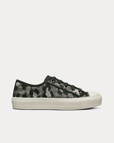 Dior Walk'n'Dior Gray Mizza Embroidered Cotton and Metallic Thread Low Top Sneakers