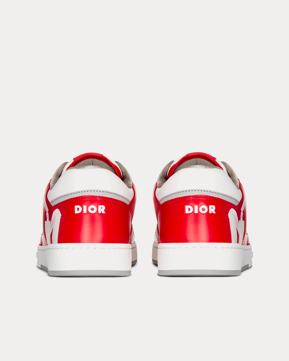 Dior x ERL B27 Red and White Smooth Calfskin and White Dior Oblique Galaxy Leather with Rabbit Motif Low Top Sneakers - 4