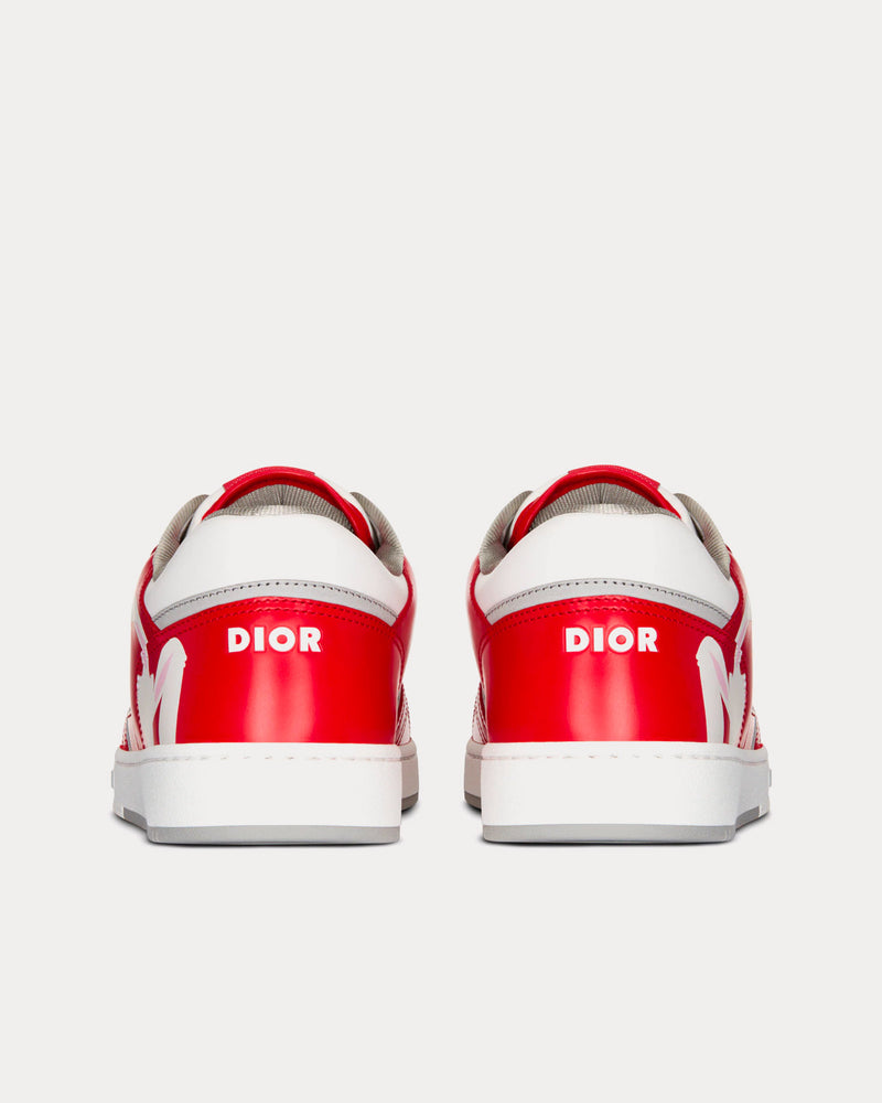 Dior x ERL B27 Red and White Smooth Calfskin and White Dior Oblique Galaxy Leather with Rabbit Motif Low Top Sneakers - 4