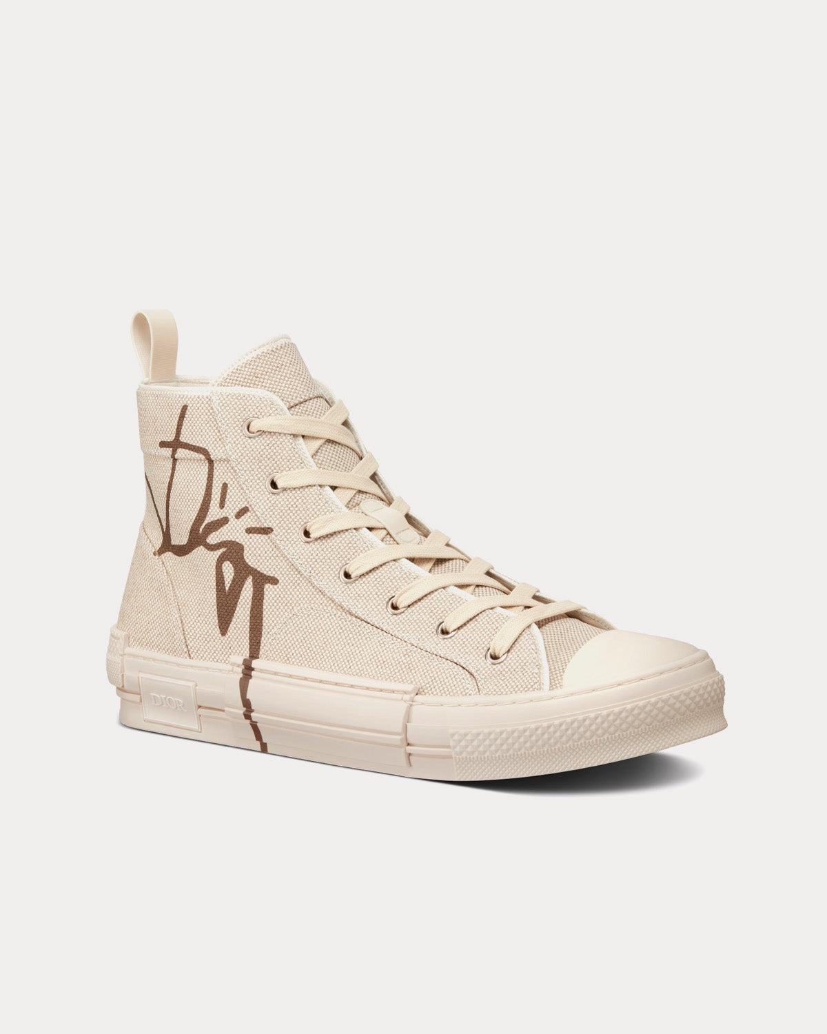 Dior x Travis Scott B23 'Cactus Jack' Cream and Coffee Cotton Canvas High Top Sneakers - 3