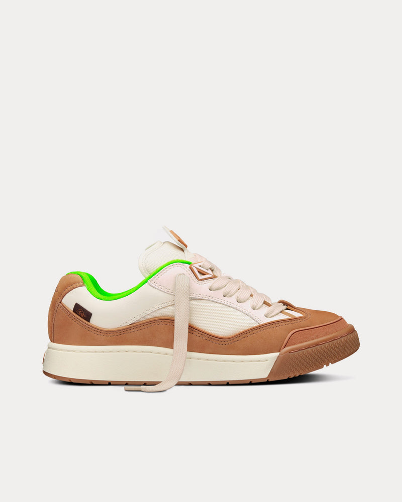 Dior x Travis Scott B713 'Cactus Jack' Cream Grained Calfskin and Technical Mesh with Coffee Nubuck Calfskin Low Top Sneakers - 1