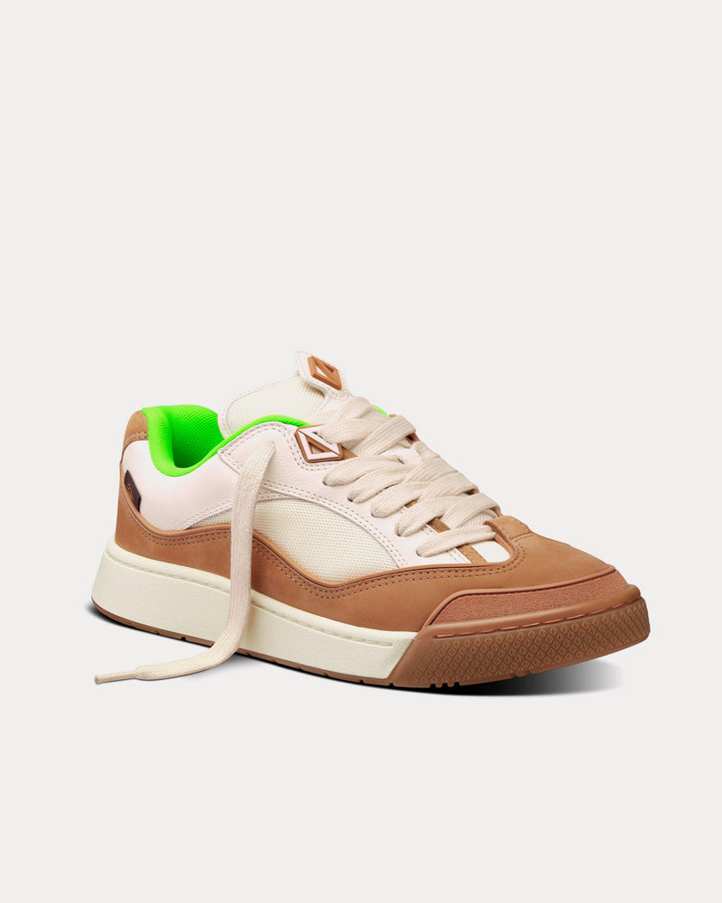 Dior x Travis Scott B713 'Cactus Jack' Cream Grained Calfskin and Technical Mesh with Coffee Nubuck Calfskin Low Top Sneakers - 3