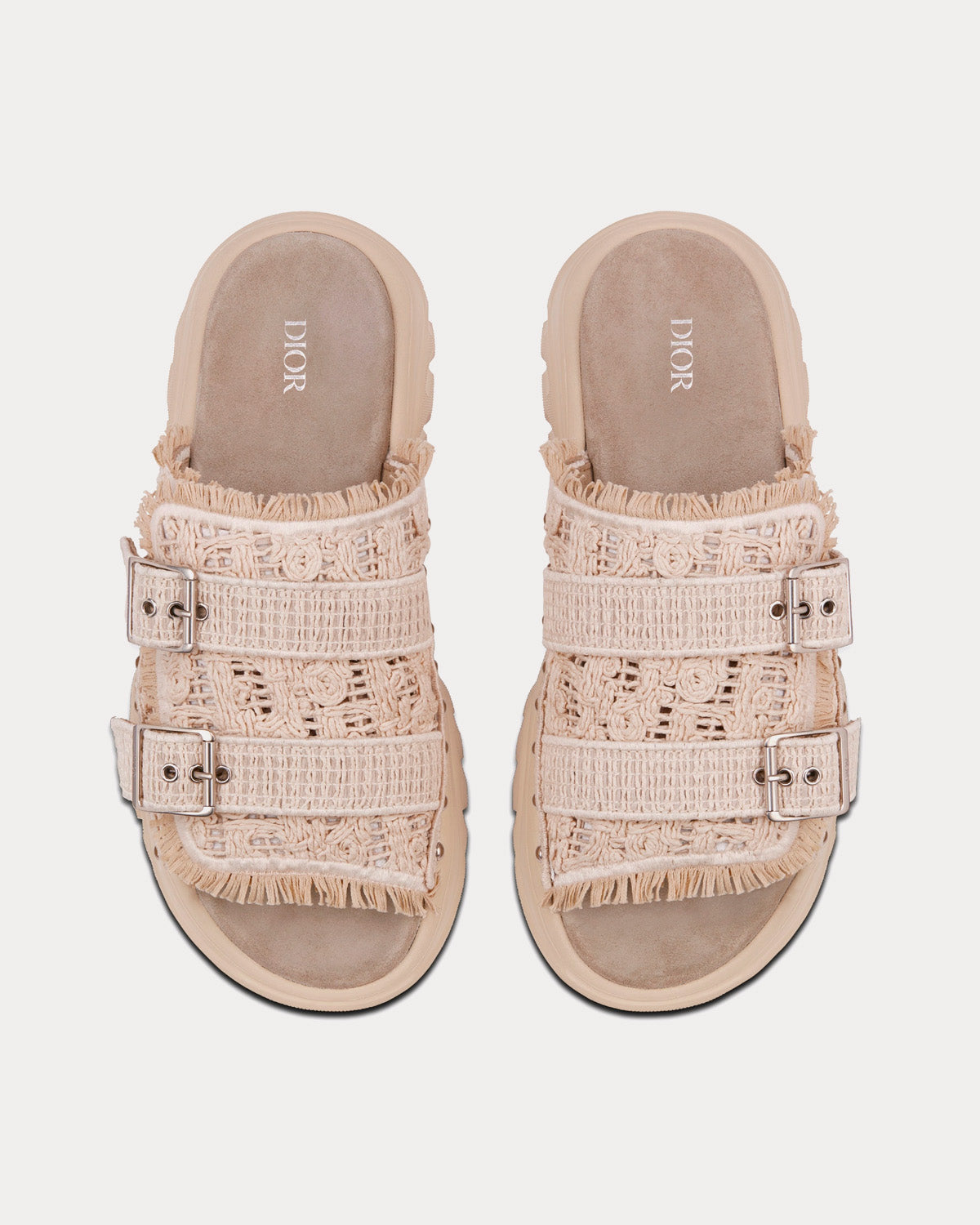 Dior x Travis Scott H-Town Cream Dior Oblique Macramé Sandals - 2