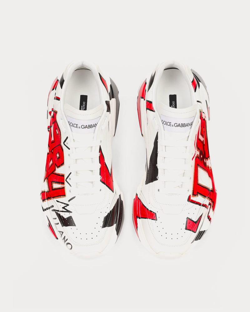 Dolce & Gabbana Hand-painted Calfskin Nappa Daymaster White Low Top Sneakers - 3