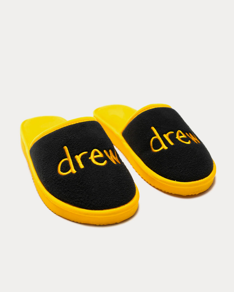 Drew House Ssense Exclusive Black & Yellow Scribble Slippers In  Black/yellow