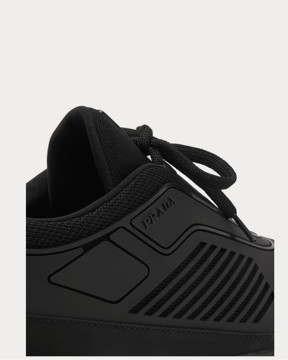 Prada Cloudburst Air Leather-Trimmed Rubber and Mesh  Black low top sneakers - 4