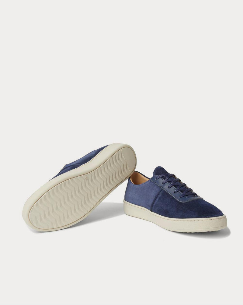 Mulo Leather-Trimmed Suede  Navy low top sneakers - 3