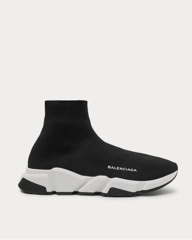 Balenciaga Speed Sock Stretch-Knit Slip-On  Black high top sneakers