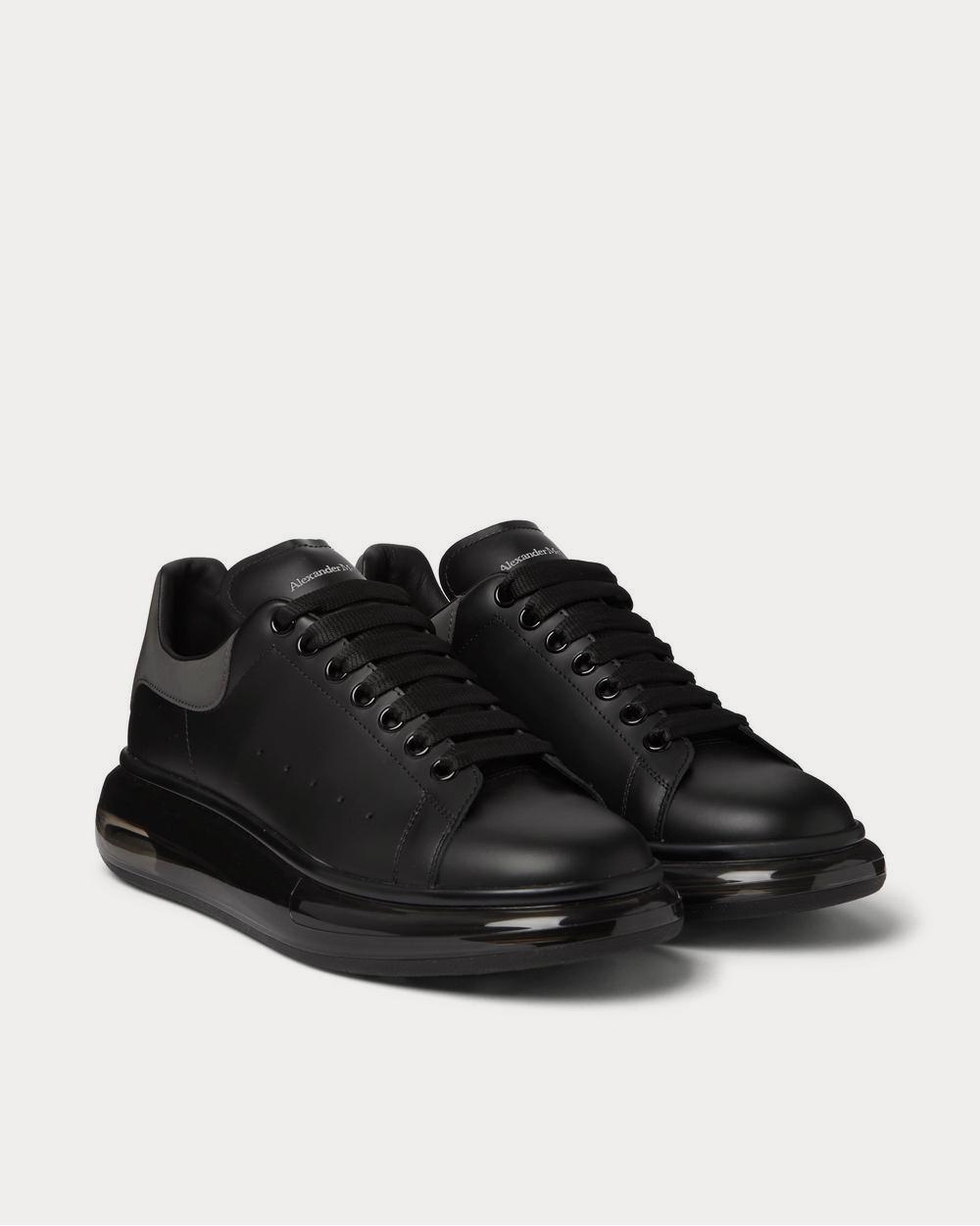 Alexander McQueen Exaggerated-Sole Reflective-Trimmed Leather  Black low top sneakers - 2