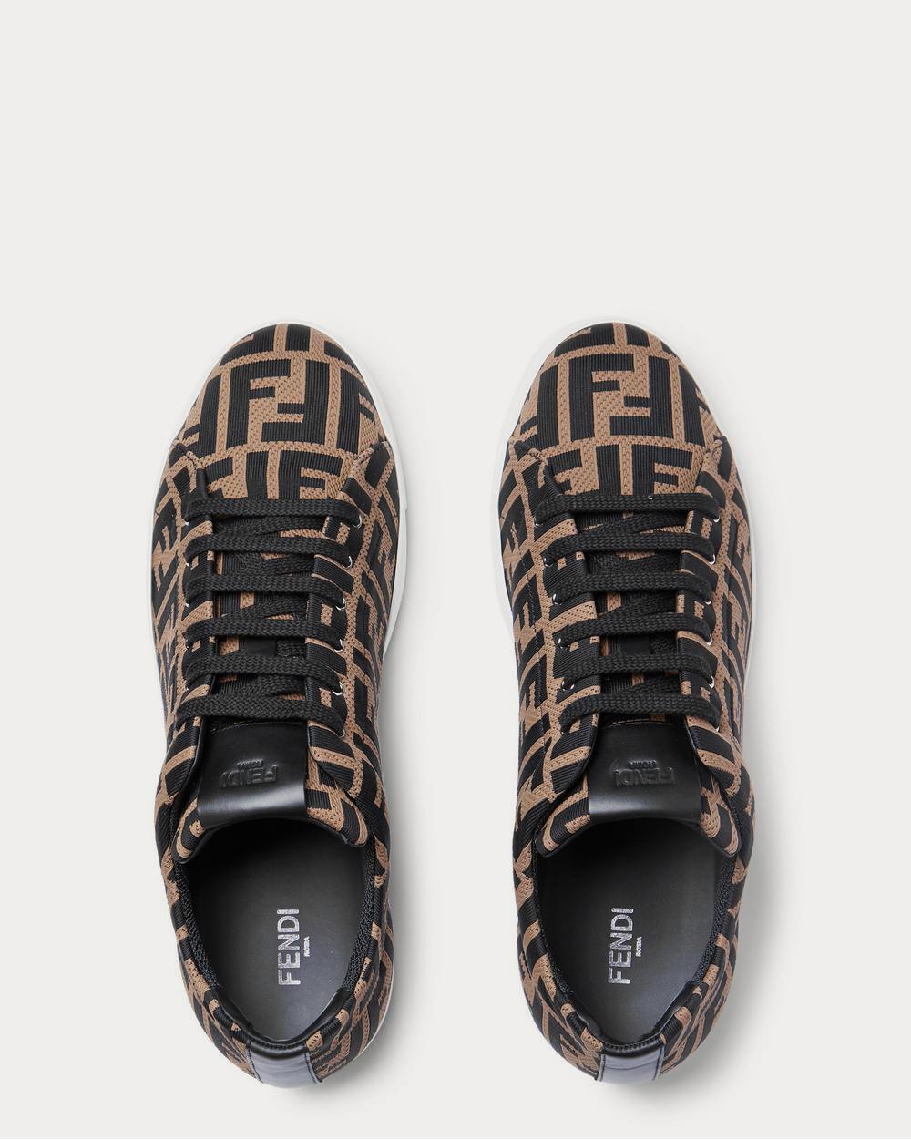 Fendi Leather-Trimmed Logo-Jacquard Mesh  Brown low top sneakers - 6