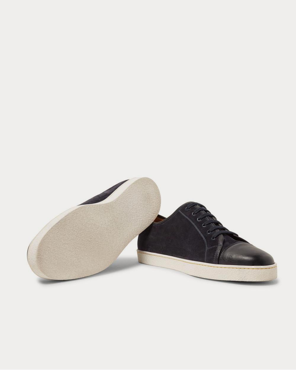 John Lobb Levah Cap-Toe Suede and Leather  Navy low top sneakers - 3