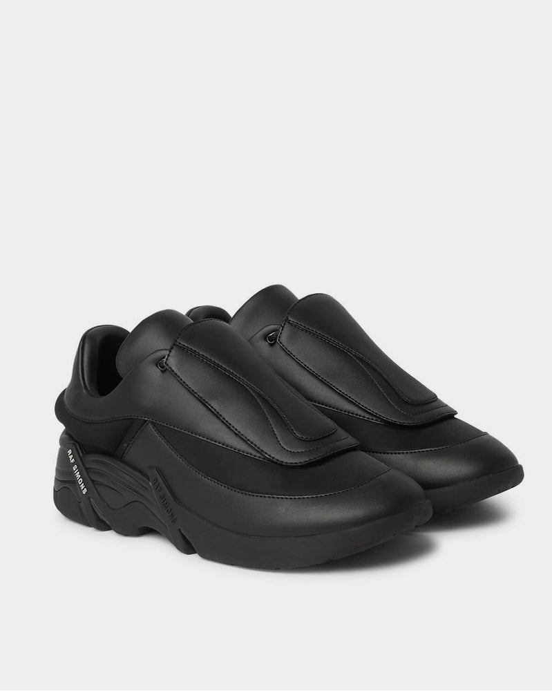 Raf Simons Antei Rubber-Trimmed Leather  Black low top sneakers - 2