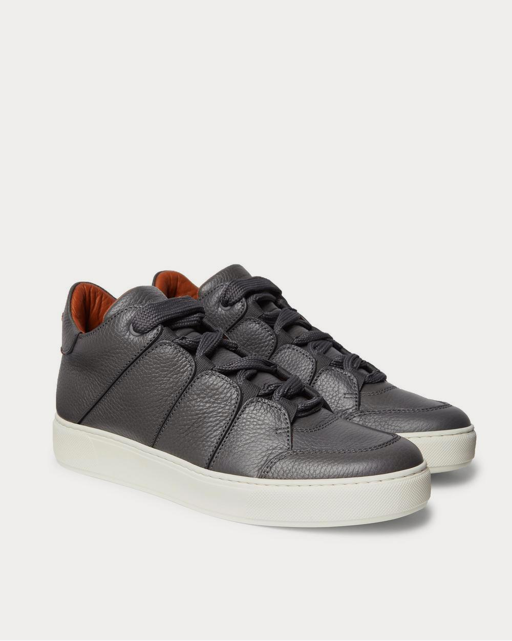 Ermenegildo Zegna Full-Grain Leather  Black low top sneakers - 2