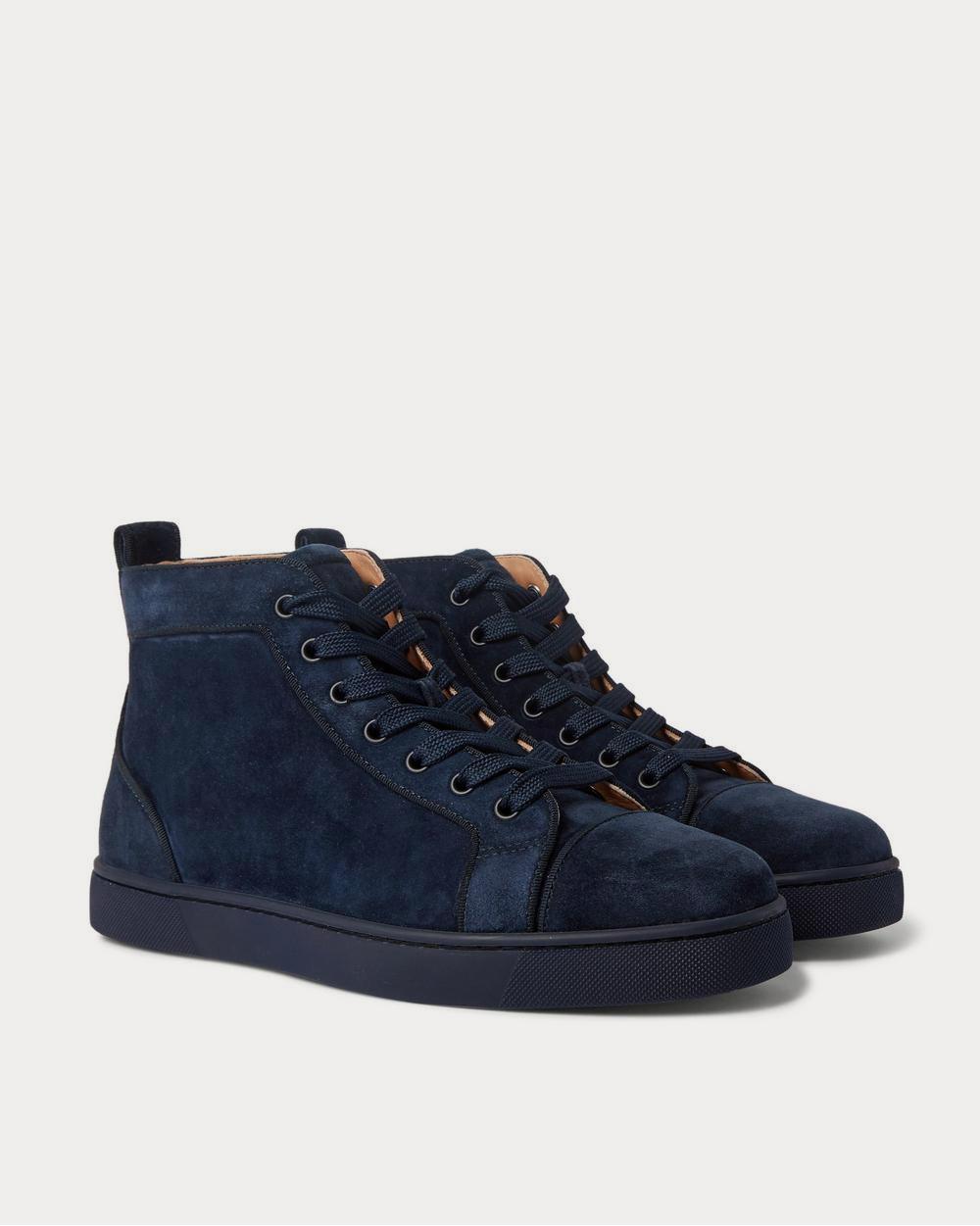 Christian Louboutin Louis Orlato Grosgrain-Trimmed Suede High-Top  Navy high top sneakers - 2