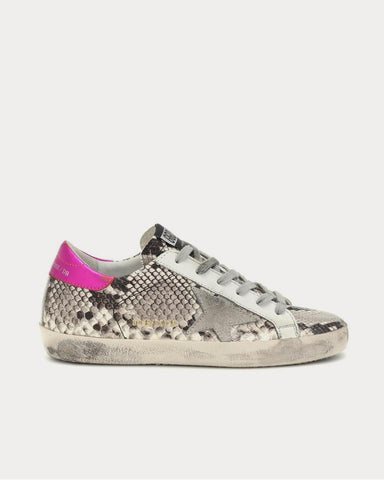 Golden Goose Superstar Natural Snake Print Low Top Sneakers