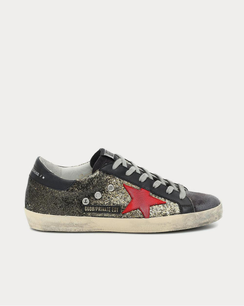 Golden Goose Superstar Black Glitter Low Top Sneakers - 1