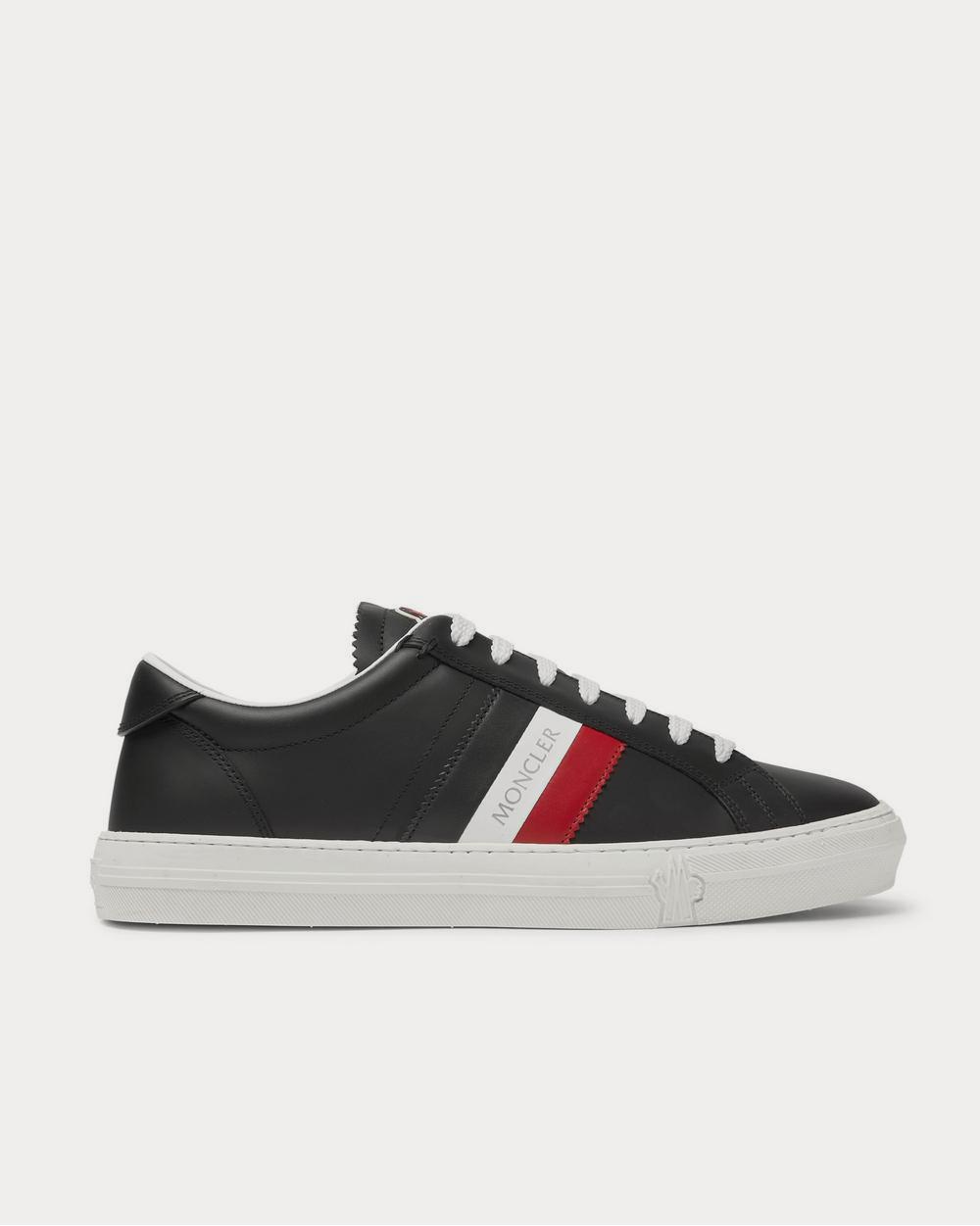 Moncler New Monaco Striped Leather  Black low top sneakers - 1