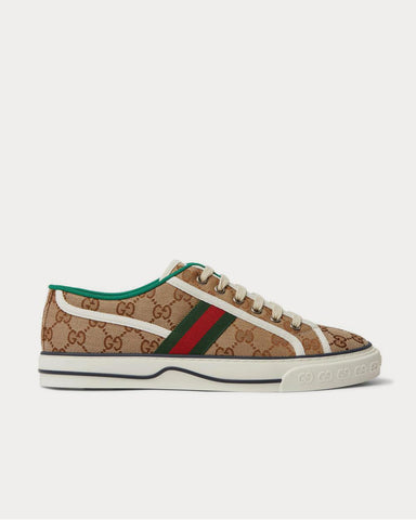 Gucci Mignon Webbing-Trimmed Jacquard  Brown low top sneakers