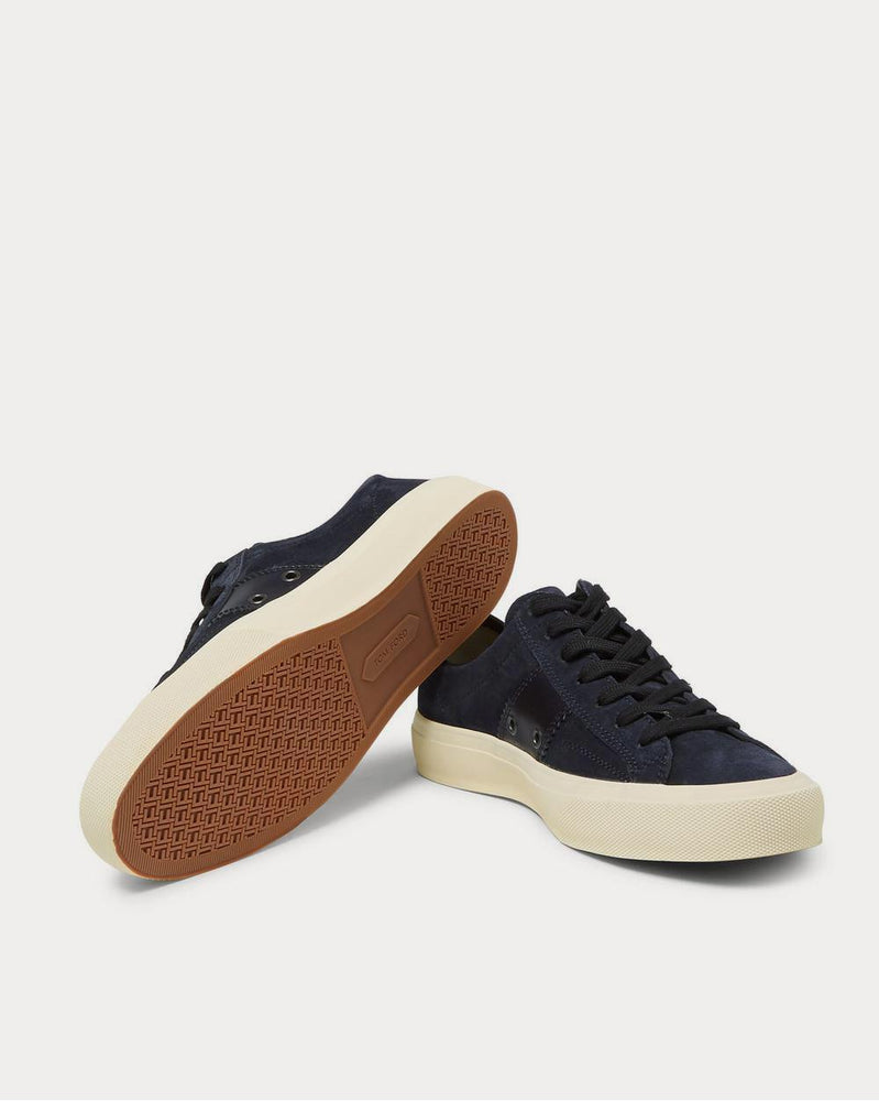 Tom Ford Leather-Trimmed Suede  Navy low top sneakers - 3