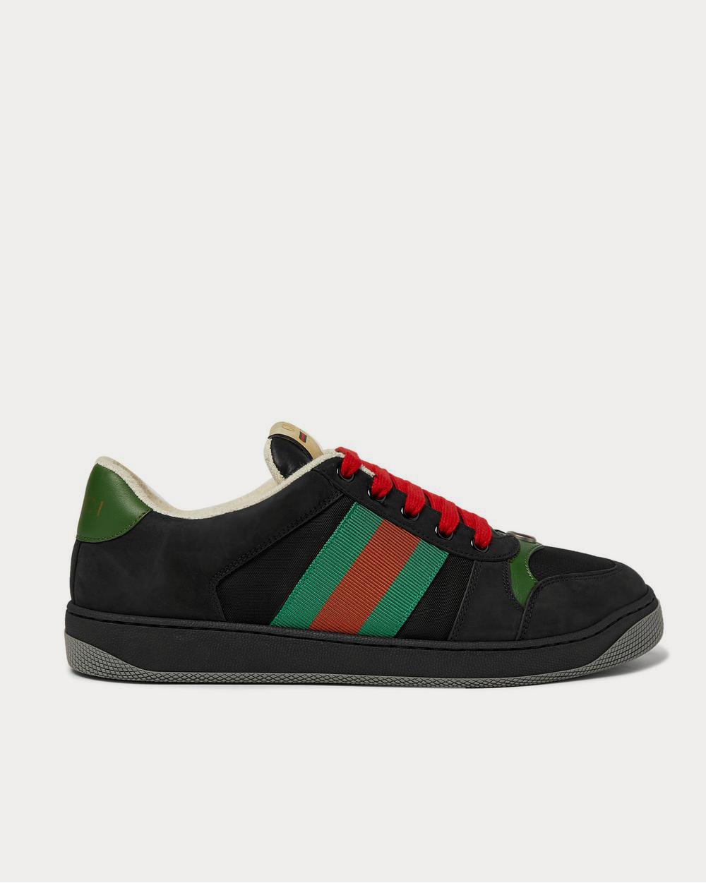 Gucci Screener Webbing-Trimmed Leather, Suede and Canvas  Black low top sneakers - 1