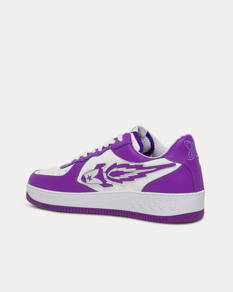 Enterprise Japan Leather White / Purple Low Top Sneakers - 2