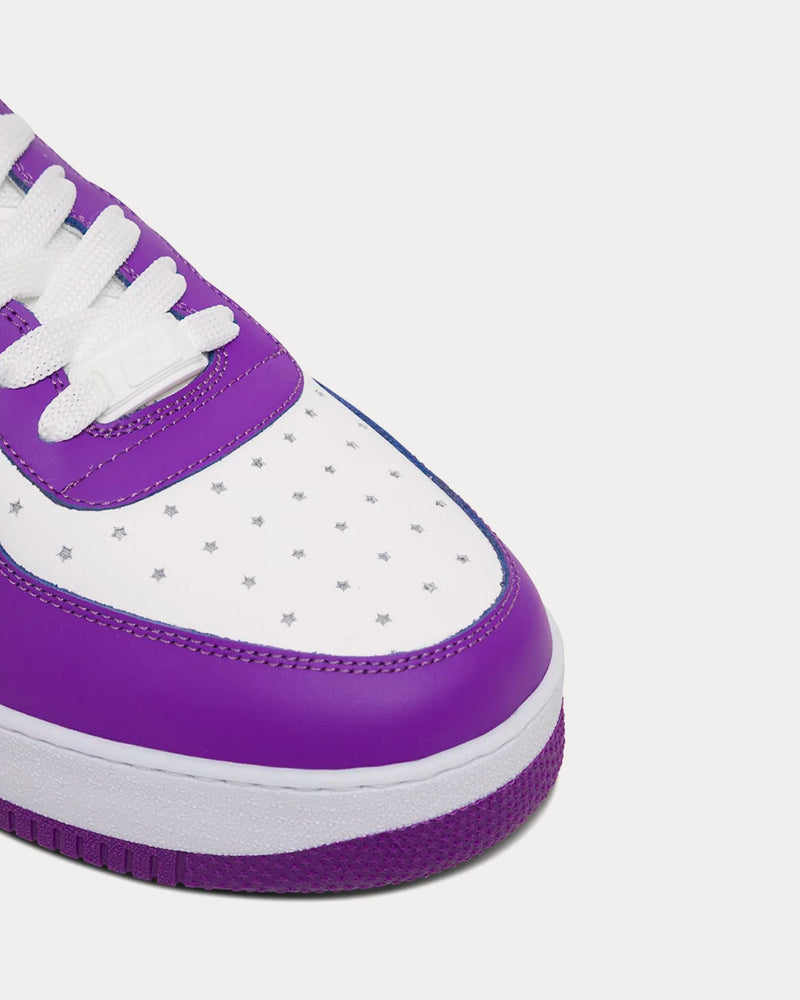 Enterprise Japan Leather White / Purple Low Top Sneakers - 3