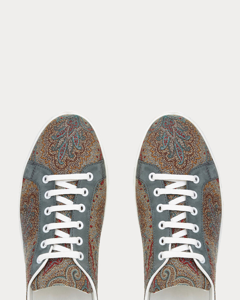 Etro Paisley Nubuck Detailing Navy Blue Low Top Sneakers - 3