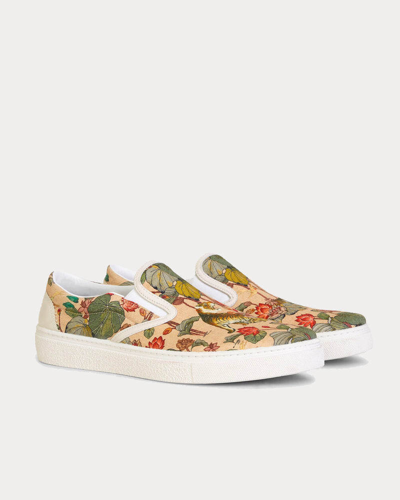 Etro Tiger and Water Lily Print Slip On Sneakers - 2