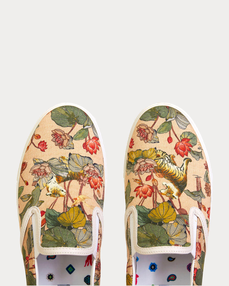 Etro Tiger and Water Lily Print Slip On Sneakers - 3