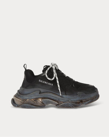 Balenciaga Triple S Clear Sole Mesh, Nubuck and Leather  Black low top sneakers