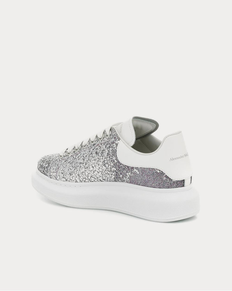 Alexander McQueen Leather-trimmed Silver Glitter Low Top Sneakers - 3