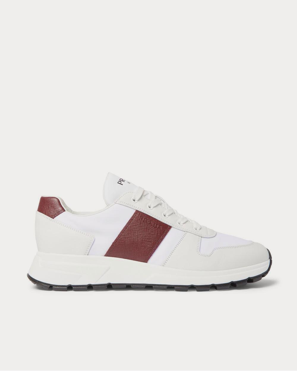 Prada Match Race Leather-Trimmed Nylon  White low top sneakers - 1