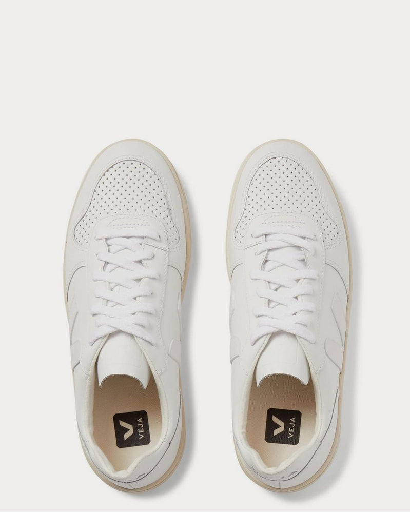 Veja V-10 Rubber-Trimmed Leather  White low top sneakers - 6