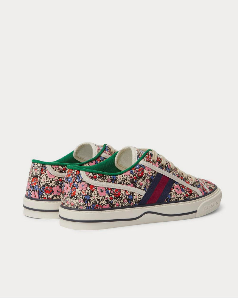 Gucci x Liberty Tennis 1977 Leather and Webbing-Trimmed Printed Canvas  Pink low top sneakers - 3