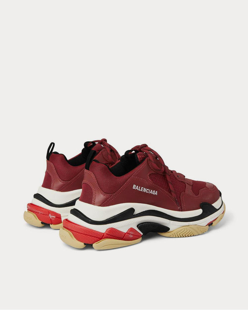 Balenciaga Triple S Mesh, Nubuck and Leather  Burgundy low top sneakers - 3