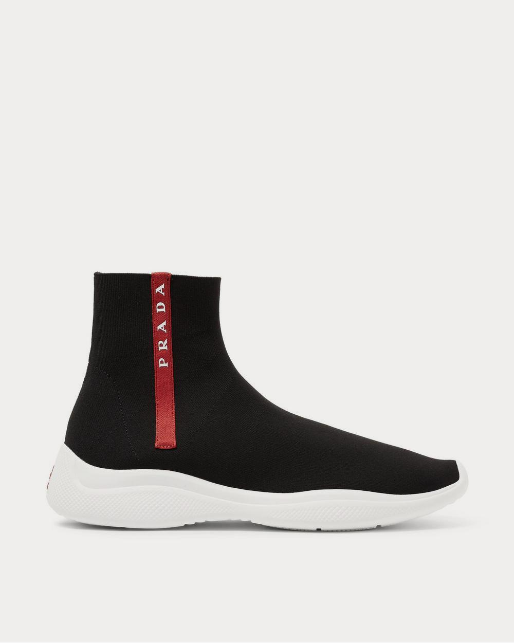 Prada America's Cup Stretch-Knit High-Top  Black high top sneakers - 1