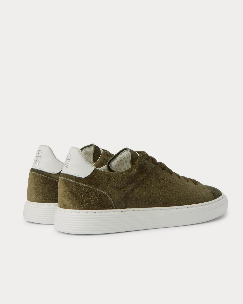 Brunello Cucinelli Leather-Trimmed Suede  Green low top sneakers - 3