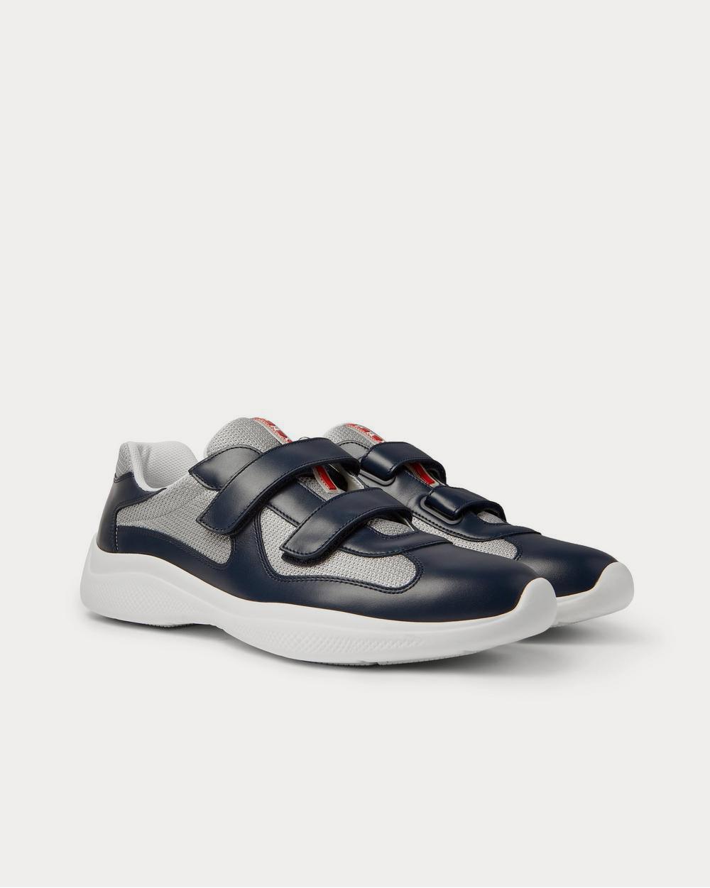 Prada Americas Cup Leather and Mesh  Navy low top sneakers - 2