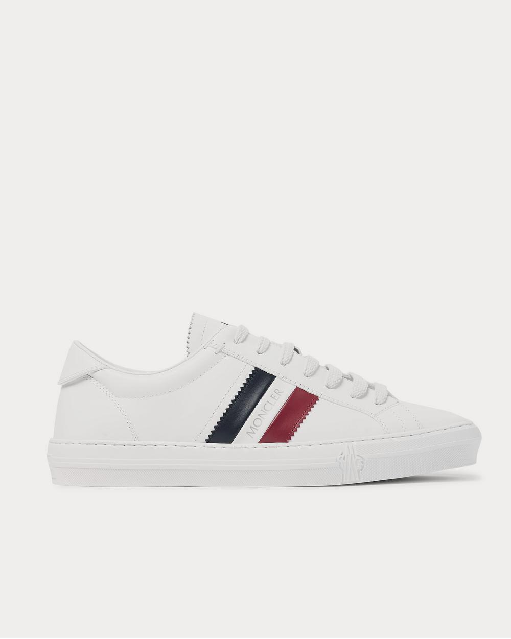 Moncler New Monaco Striped Leather  White low top sneakers - 1