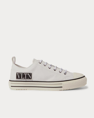 Valentino Logo-Appliquéd Rubber-Trimmed Canvas  White low top sneakers