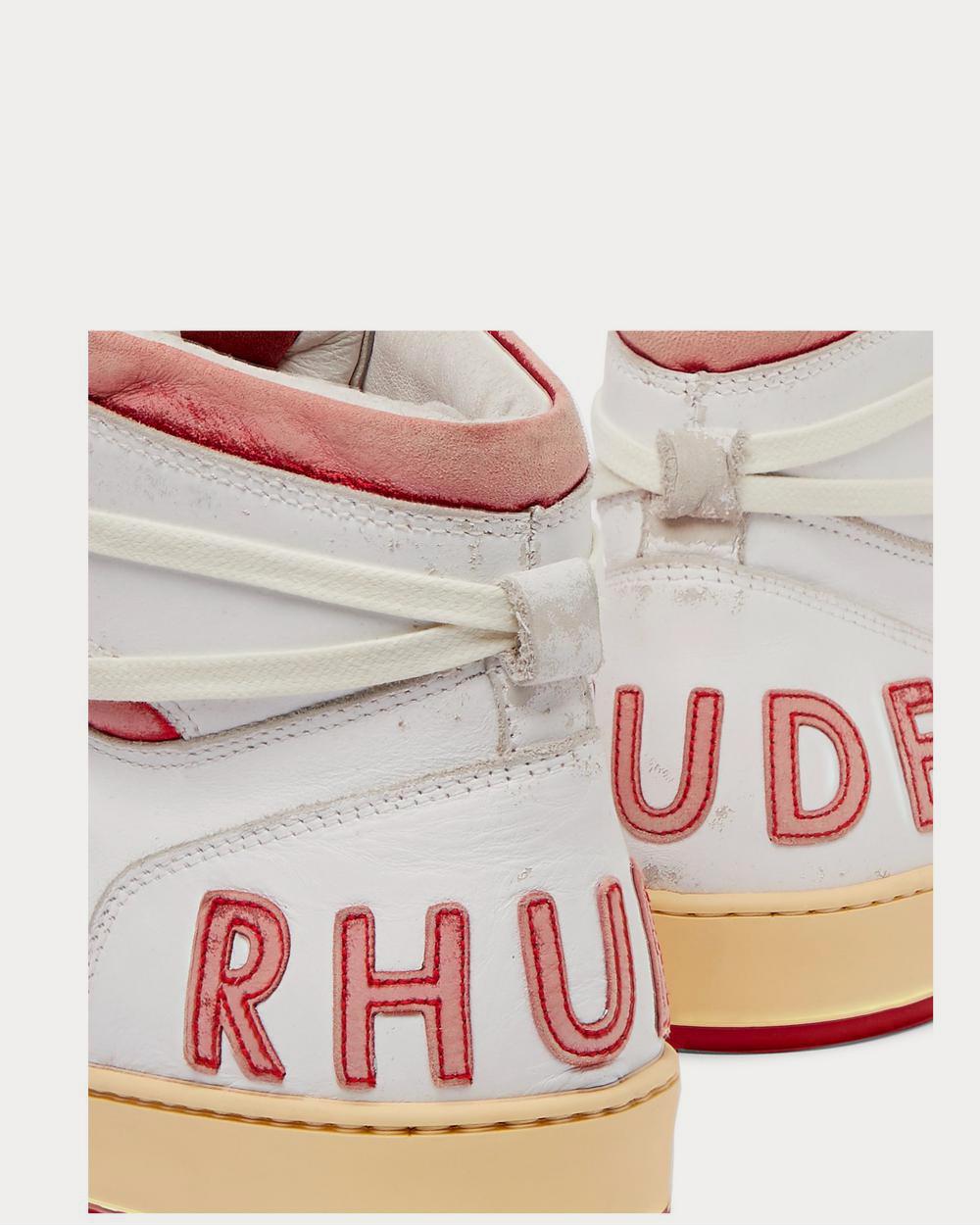 Rhude Rhecess Distressed Leather High-Top  Red high top sneakers - 5