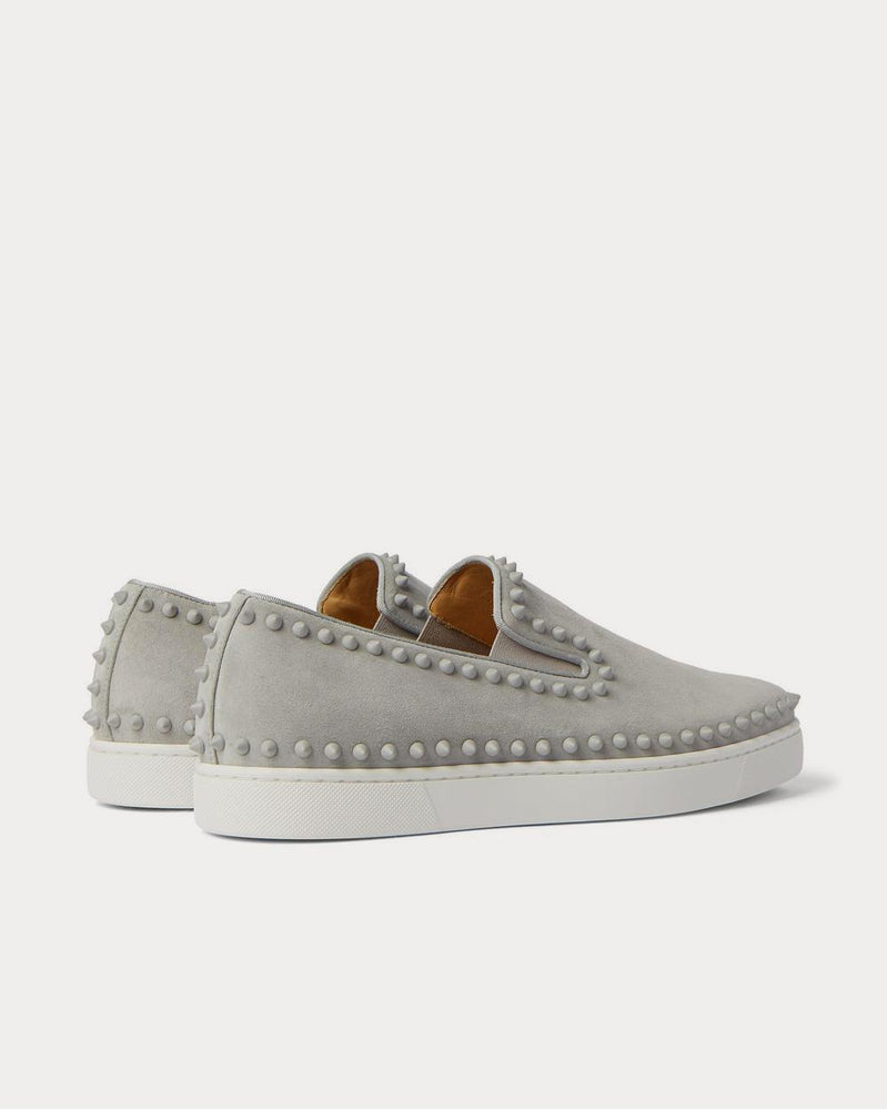 Christian Louboutin Pik Boat Studded Suede Slip-On  Gray slip on sneakers - 4