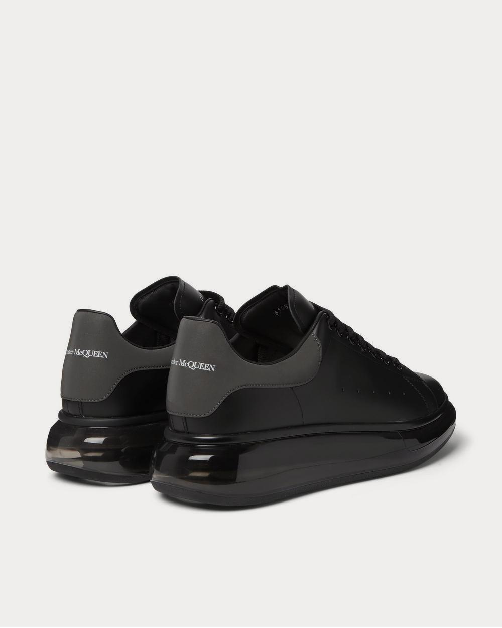 Alexander McQueen Exaggerated-Sole Reflective-Trimmed Leather  Black low top sneakers - 4