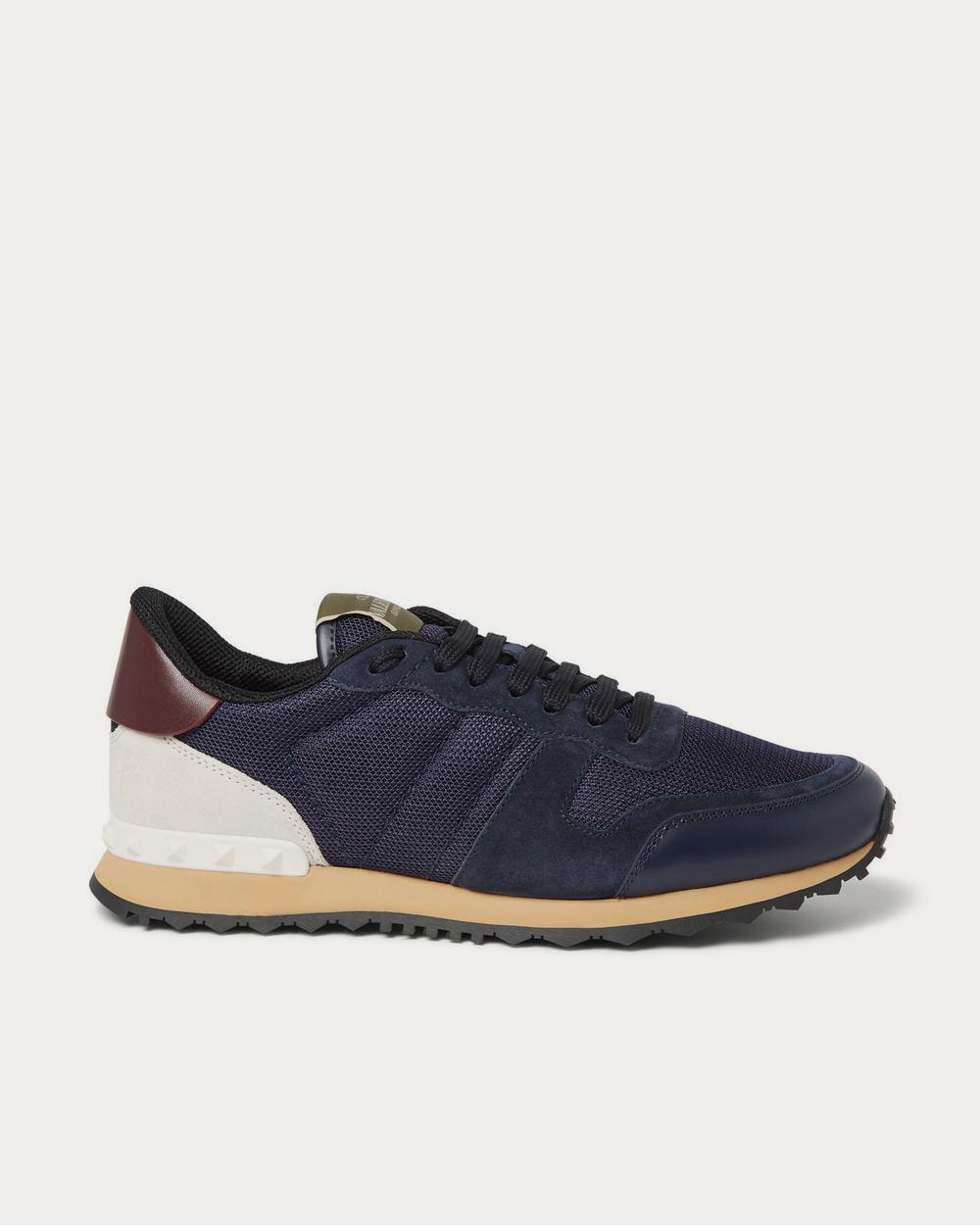 Valentino Rockrunner Mesh, Leather and Suede  Navy low top sneakers - 1