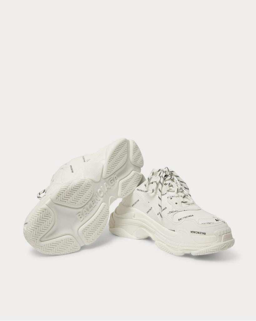 BALENCIAGA Triple S Clear Sole logo-embroidered faux leather and mesh  sneakers