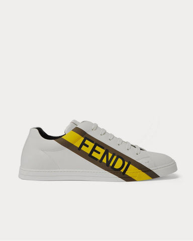 Fendi Logo-Print Leather  White low top sneakers