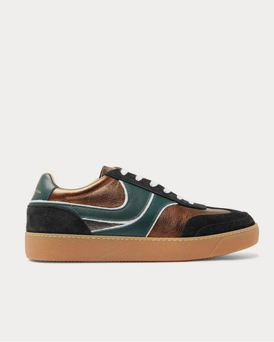 Dries Van Noten Panelled Suede and Leather  Brown low top sneakers